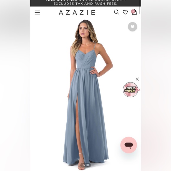 Azazie Cora Dusty Blue Bridesmaid Dress - Picture 1 of 6